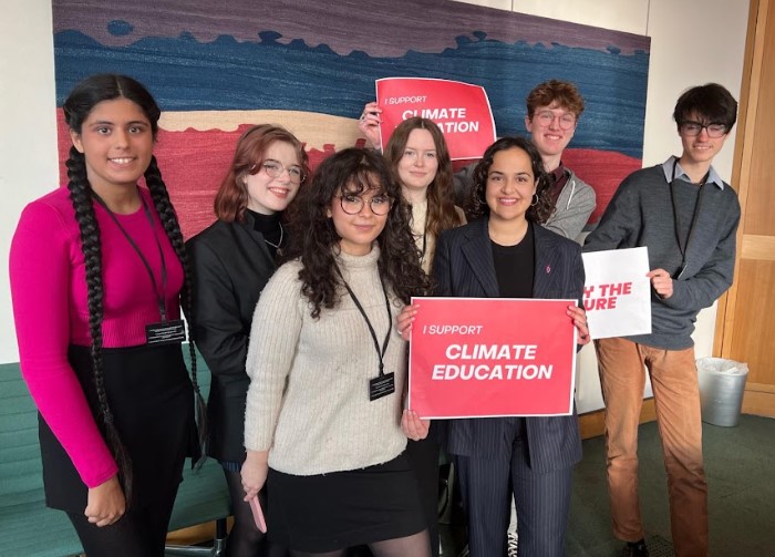 Nadia with campaigners from Teach the Future